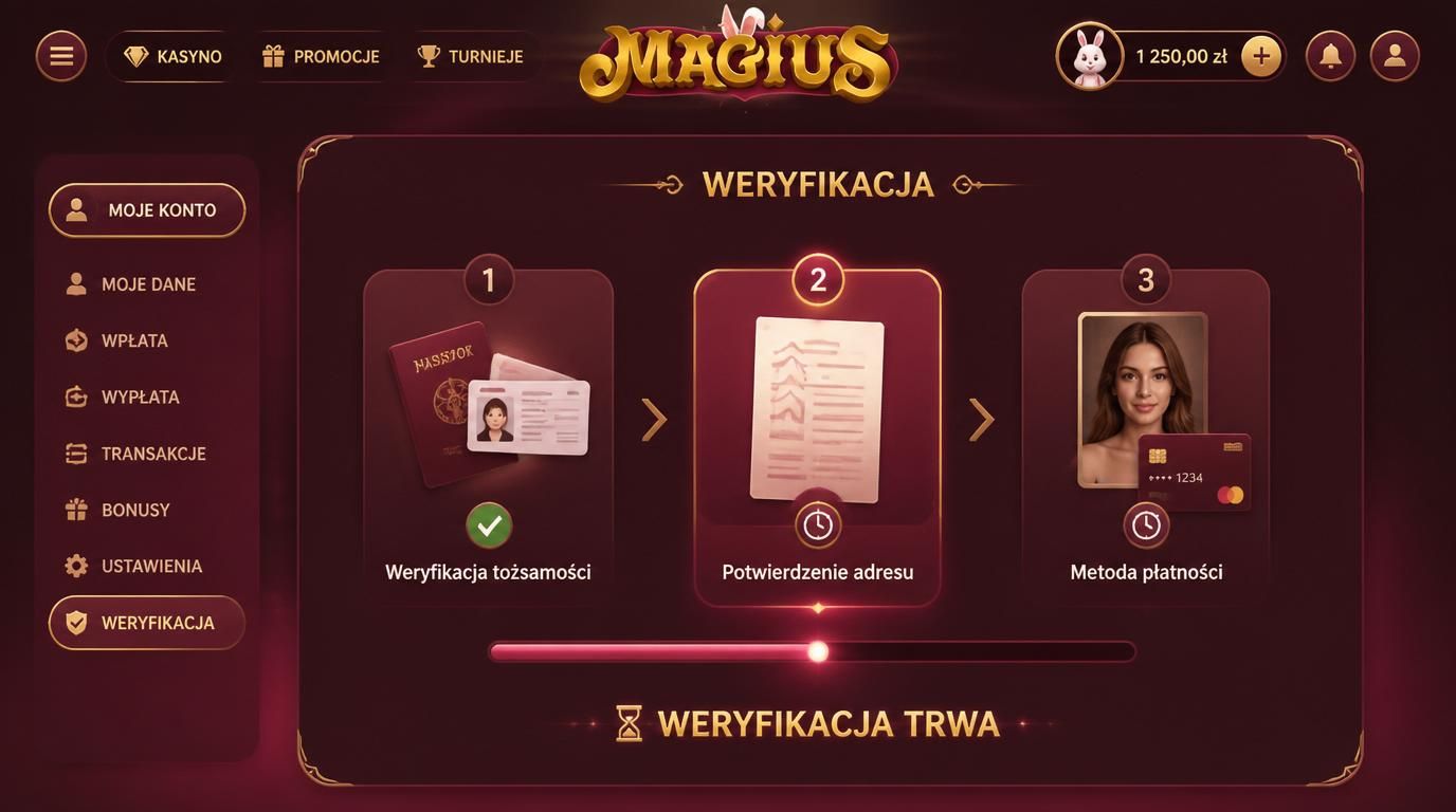Proces weryfikacji konta w Magius Casino.